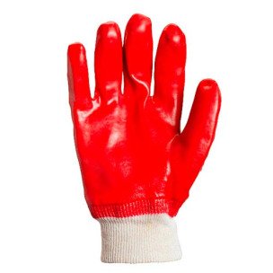 Рабочие перчатки DOLONI 4518 рабочие общий облив гладкие красные вязанный манжет