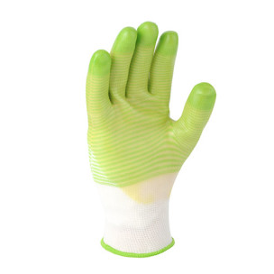 Робочі рукавички DOLONI 4552 зелений нейлон з ПВХ покриттям, неповна гладка обливка