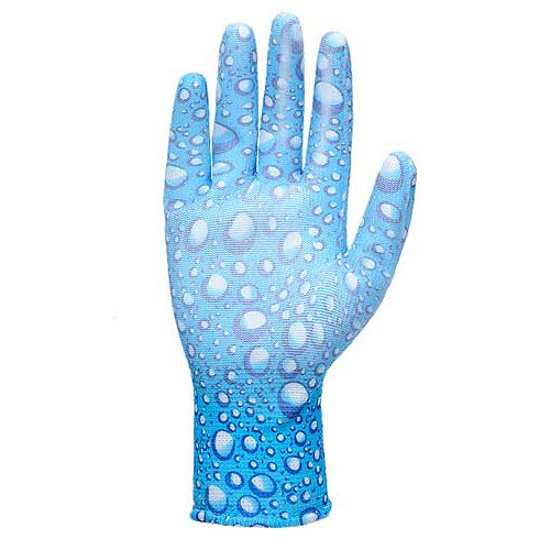 Рабочие перчатки DOLONI 4561 голубые, нейлон, полиуретан, неполный гладкий облив