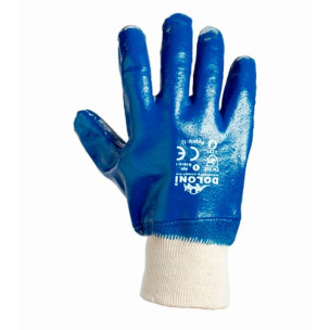 Рабочие перчатки DOLONI 850 ДКГ нитрил синяя вязанный манжет 