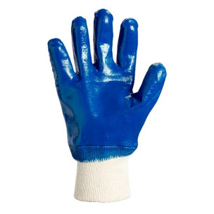Робочі рукавички DOLONI 850 ДКГ нітрил синя в'язаний манжет