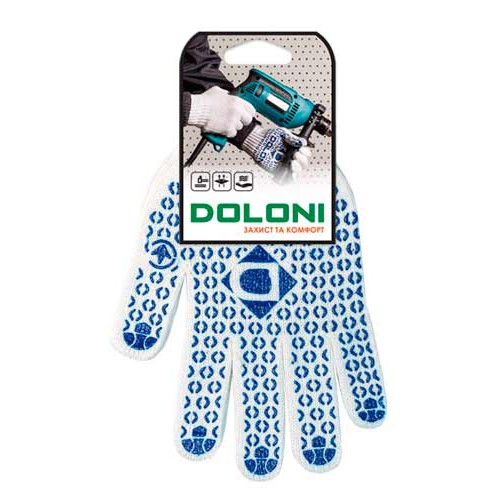 Робочі рукавички DOLONI 880 ДКГ з точкою ПВХ Extra White 2-х стороння
