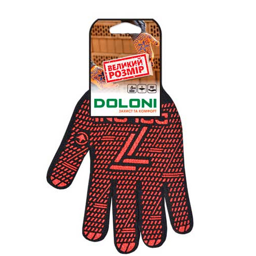 Робочі рукавички DOLONI 10319 ДКГ чорний червоний малюнок