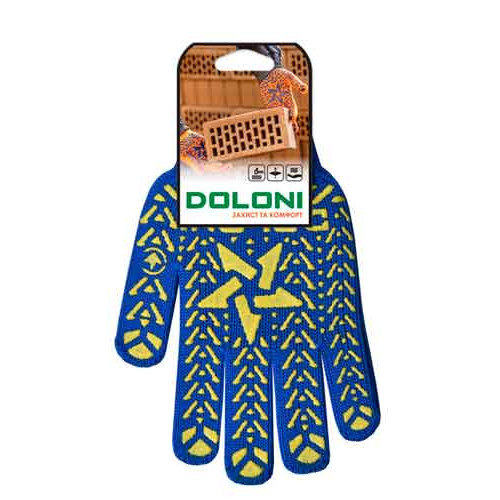 Робочі рукавички DOLONI 587 ДКГ Зірка синя жовтий малюнок