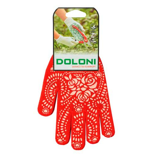 Рабочие перчатки DOLONI 4130 красные с точкой ПВХ  Маки