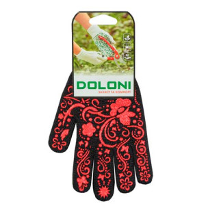 Робочі рукавички DOLONI 711 чорні ПВХ рубіновий візерунок