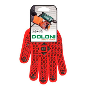 Рабочие перчатки DOLONI 4461 трикотажные рабочие красные из пвх Универсал 10 класс