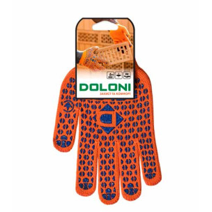 Робочі рукавички DOLONI 584 ДКГ помаранчева із синьою точкою ПВХ 2-х стороння