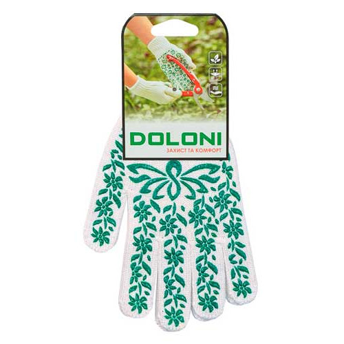 Робочі рукавички DOLONI 620 із точкою ПВХ зелений візерунок