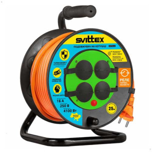 Подовжувач на котушці SVITTEX 25 м помаранчевий SV-018-O-IP44