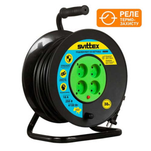 Подовжувач на котушці SVITTEX Профі 30 м чорний SV-019-B