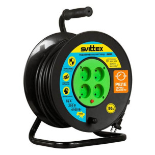 Подовжувач на котушці SVITTEX Профі 50 м чорний SV-021-B