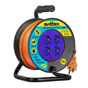 Удлинитель на катушке SVITTEX с заземляющим контактом профи 25 м SV-0340