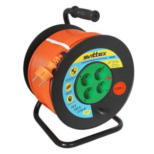 Подовжувач на котушці SVITTEX Maxi з термозахистом 100 м SV-063