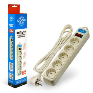 Удлинитель LOGA с сетевым фильтром 1,8 м L-902 Удлинитель LOGA с сетевым фильтром 1,8 м L-902