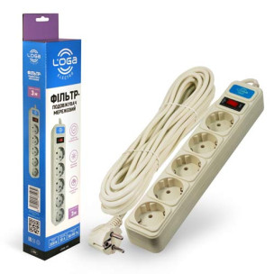 Удлинитель LOGA с сетевым фильтром 3,0 м L-903 Удлинитель LOGA с сетевым фильтром 3,0 м L-903