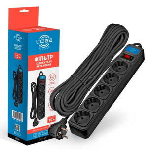 Удлинитель LOGA с сетевым фильтром 10,0 м L-905-B черный Удлинитель LOGA с сетевым фильтром 10,0 м L-905-B черный