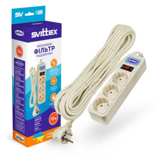 Удлинитель SVITTEX с сетевым фильтром 10 м SV-834 трехместный
