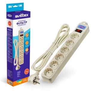 Удлинитель SVITTEX с сетевым фильтром 3 м SV-862 шестиместный Удлинитель SVITTEX с сетевым фильтром 3 м SV-862 шестиместный